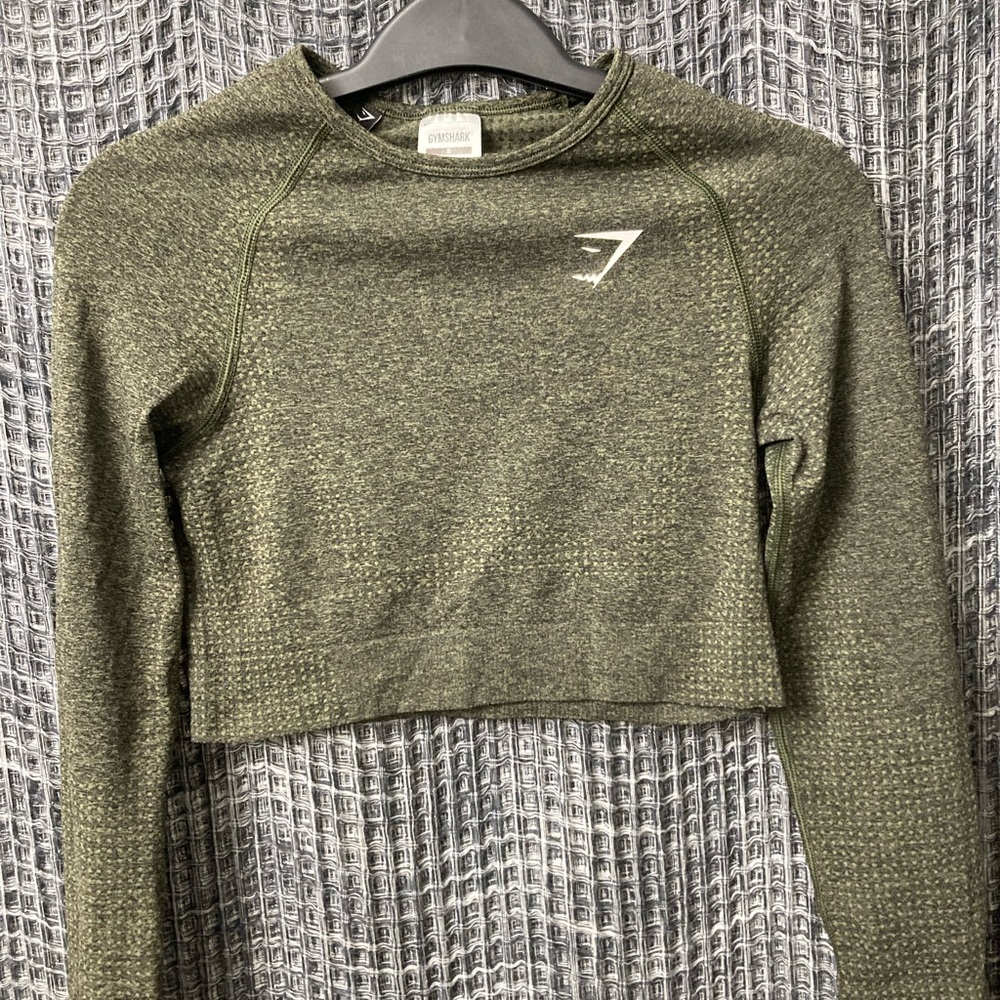 Gymshark Olive Green Seamless Long-Sleeve Crop Top